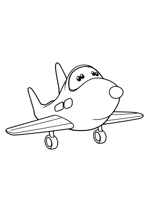 A black and white line art image of a jet plane sitting on the ground