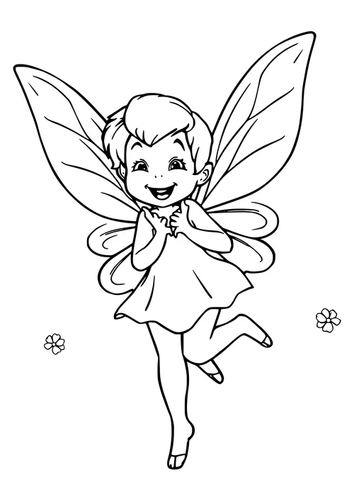 A black-and-white line-art illustration of a pixie playing in a fantasy setting